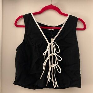 Tie front black crop top